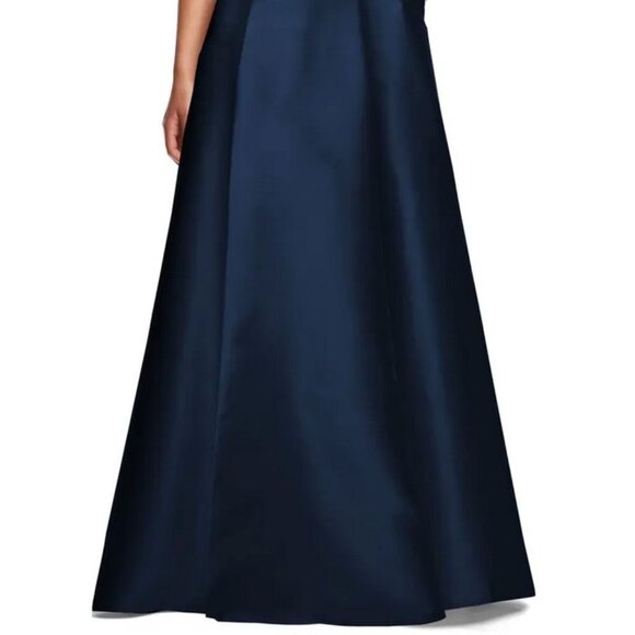 Alfred Sung Midnight Blue Corset Satin Gown D844 - Picture 2 of 4